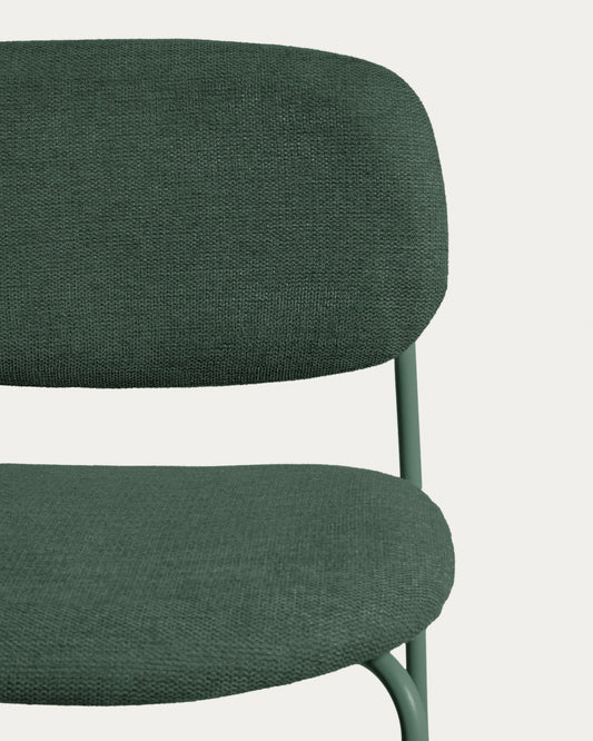 Tabouret empilable Meli en chenille verte et pieds en métal vert FSC Mix Credit 65 cm
