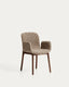 Elnor chair with armrests in brown chenille with solid oak wood legs in a walnut finish
