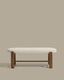 Banc Granite en chenille beige et bois de frêne avec finition ton noyer 120 cm FSC 100 %