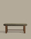 Banc Granite en chenille verte et bois de frêne avec finition ton noyer 120 cm FSC 100 %