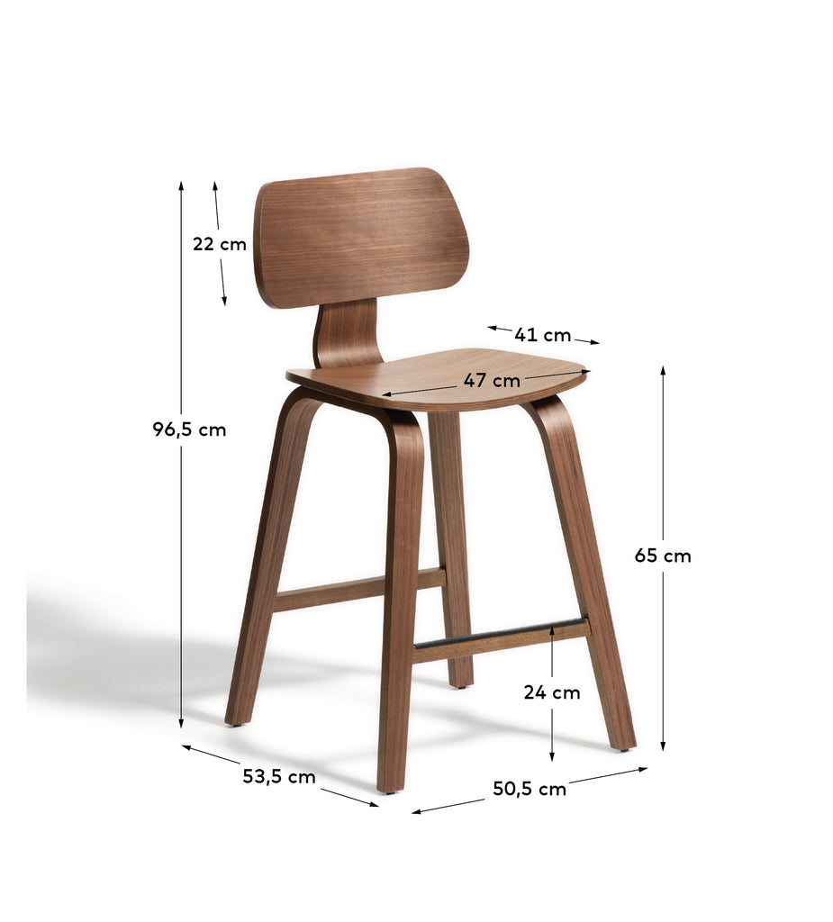 Gena stool in walnut veneer 65cm