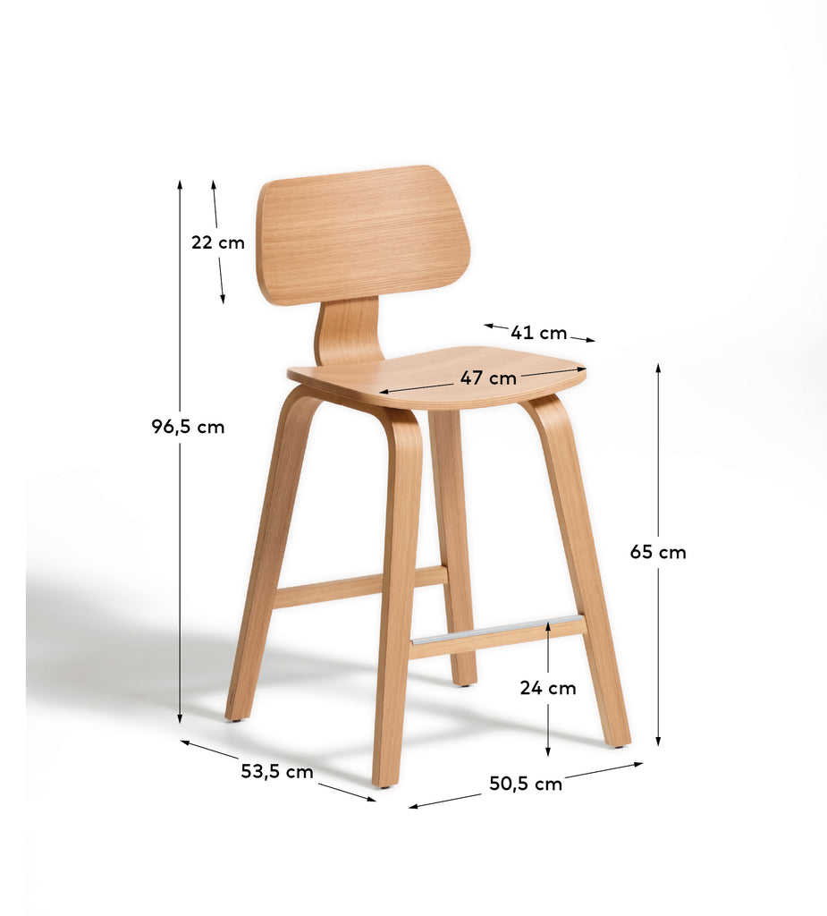 Gena stool in oak veneer 65cm