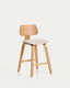 Gena stool in oak veneer and beige chenille 65cm