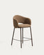 Tabouret Maina en chenille épaisse marron avec pieds en acier finition marron FSC Mix Credit 65 cm