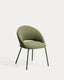 Chaise Bonali en chenille verte et pieds en métal vert FSC Mix Credit