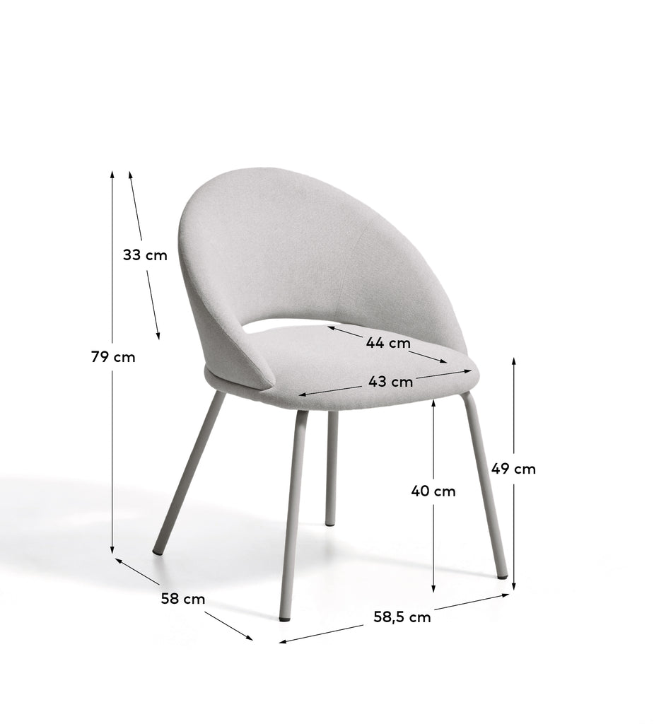 Bonali chair in grey chenille with grey metal legs FSC Mix Credit