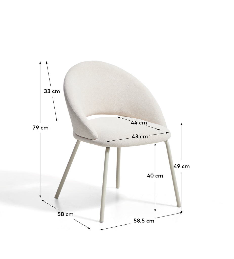 Bonali chair in beige chenille with beige metal legs FSC Mix Credit