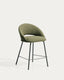 Bonali stool in green chenille with green metal legs FSC Mix Credit 65cm