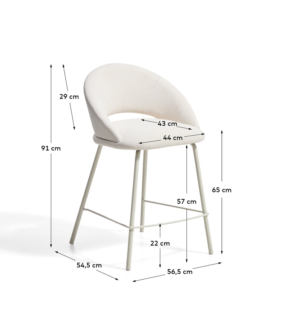 Bonali stool in beige chenille with beige metal legs FSC Mix Credit 65cm