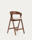 Tabouret Godia en placage de chêne avec finition ton noyer et chenille beige