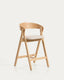 Tabouret Godia en placage de chêne avec finition ton naturel et chenille beige