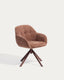 Chaise pivotante Dorina en tissu chenille caramel et pieds en acier finition caramel