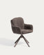 Chaise pivotante Lexa en tissu chenille marron et pieds en acier finition marron
