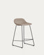 Zahara stool in brown chenille with steel legs with black finish 65cm FSC 100%