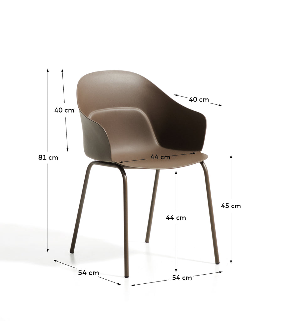 Sanile chair with brown-finish steel legs