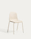 Chaise Debari avec coussin en chenille et pieds en acier finition beige