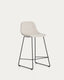 Zahara stool in beige chenille with steel legs with black finish 65cm FSC 100%