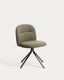 Chaise pivotante Arino en chenille verte et pieds en métal vert FSC 100%
