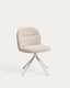 Chaise pivotante Arino en chenille beige et pieds en métal beige FSC 100%