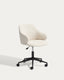 Chaise de bureau Einara en chenille beige et pieds en acier noir