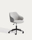 Chaise de bureau Einara en chenille grise et pieds en acier noir