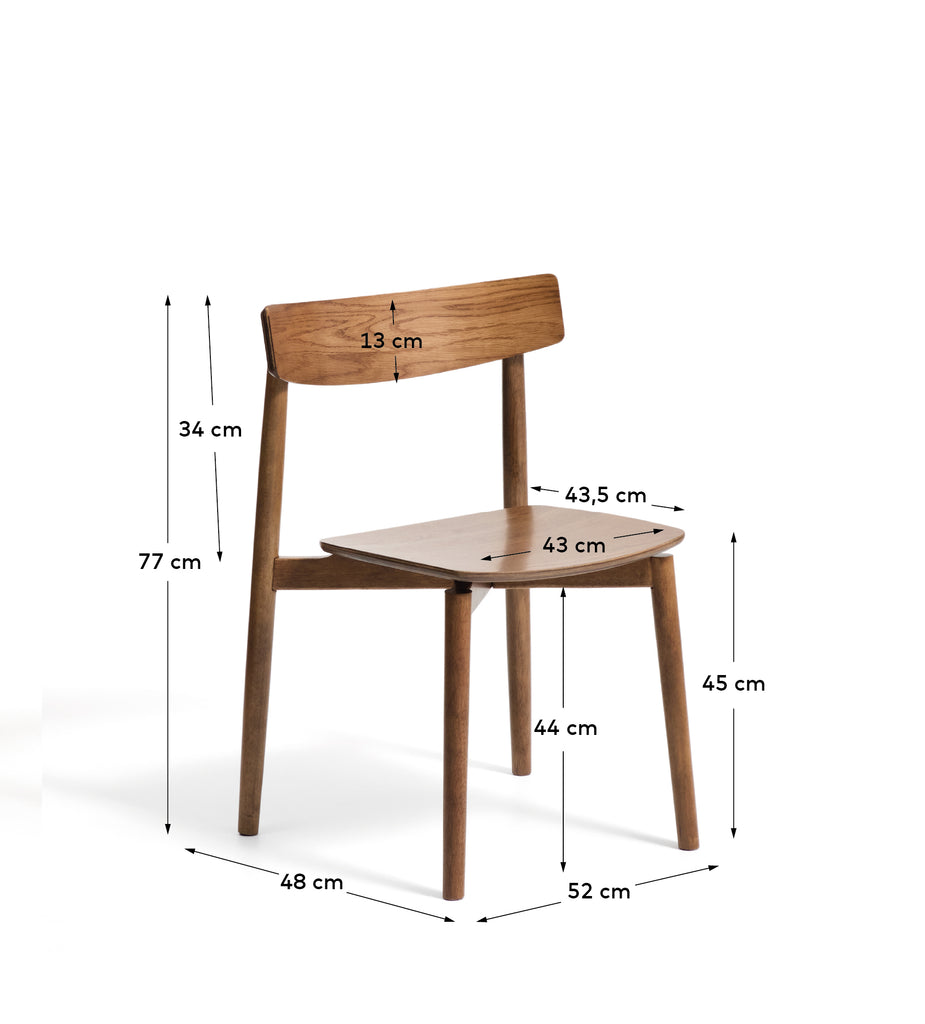 Chaise Evera en placage de chêne avec finition ton noyer