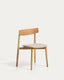 Evera chair in oak veneer with natural finish and beige chenille