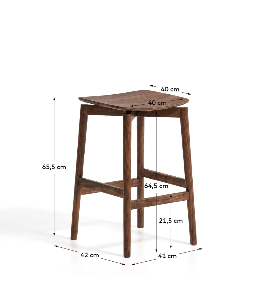 Evera stool in oak veneer with walnut finish 65cm