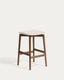 Tabouret Evera en placage de chêne avec finition ton noyer et chenille marron 65 cm