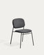 Chaise empilable Meli en chenille grise et pieds en métal gris FSC Mix Credit