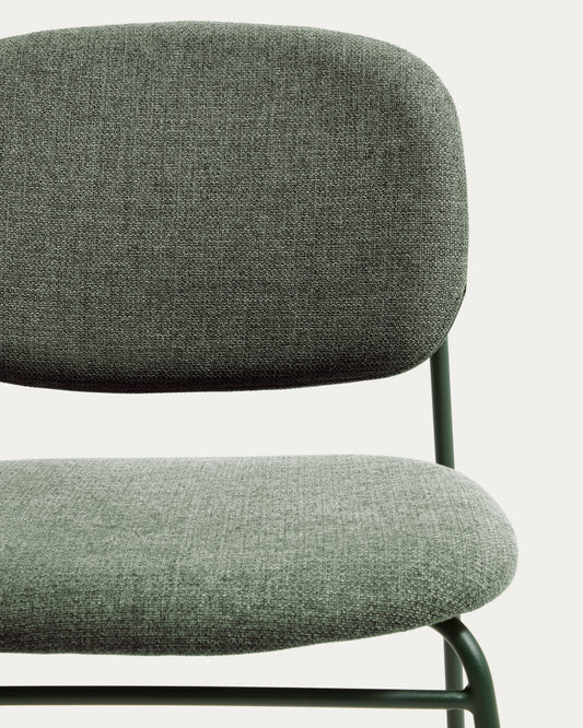 Chaise empilable Meli en chenille verte et pieds en métal vert FSC Mix Credit