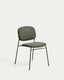Chaise empilable Meli en chenille verte et pieds en métal vert FSC Mix Credit