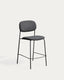 Tabouret empilable Meli en chenille grise et pieds en métal gris FSC Mix Credit 65 cm