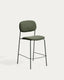 Tabouret empilable Meli en chenille verte et pieds en métal vert FSC Mix Credit 65 cm