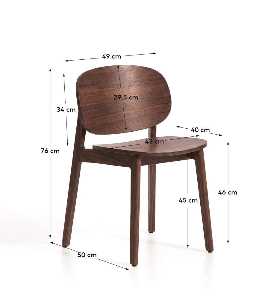Chaise Ludara en placage de chêne avec finition noyer