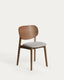 Chaise Ludara en placage de chêne avec finition noyer et chenille marron