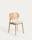Chaise Ludara en placage de chêne et chenille beige