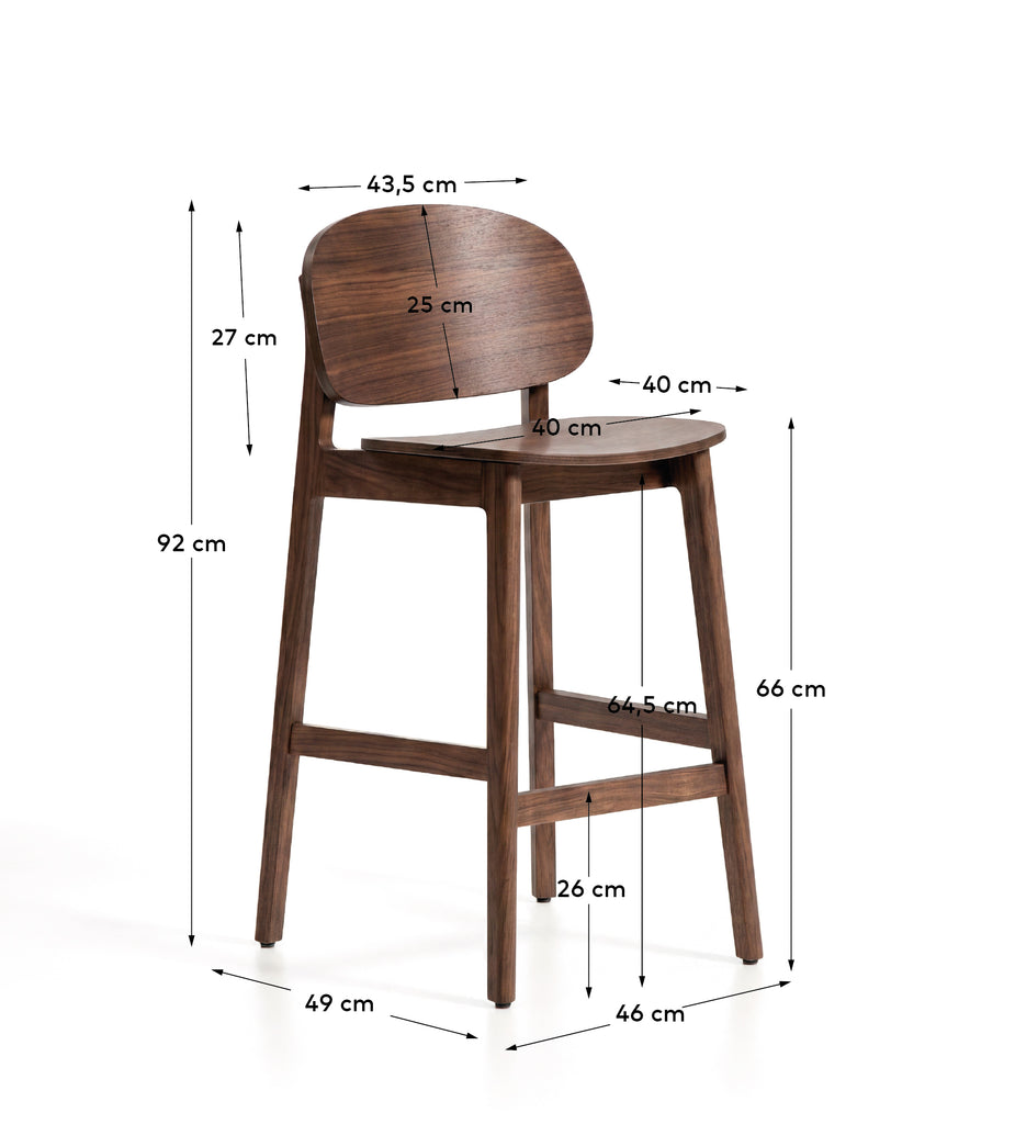 Tabouret Ludara en placage de chêne avec finition noyer 65 cm