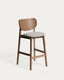 Tabouret Ludara en placage de chêne avec finition noyer et chenille marron 65 cm