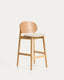 Tabouret Ludara en placage de chêne et chenille beige 65 cm