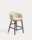 Maina stool in thick beige chenille with solid ash wood legs and a ebonised finish, FSC Mix Credit 65 cm