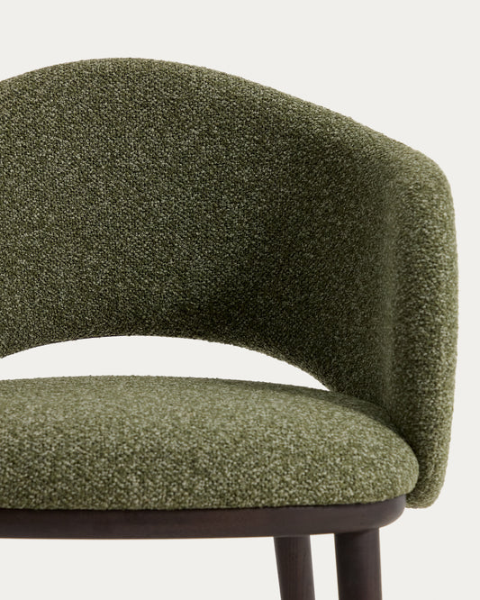 Maina chair in thick chenille green and solid ash wood legs with ebonised finish FSC Mix Credit