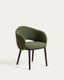 Maina chair in thick chenille green and solid ash wood legs with ebonised finish FSC Mix Credit
