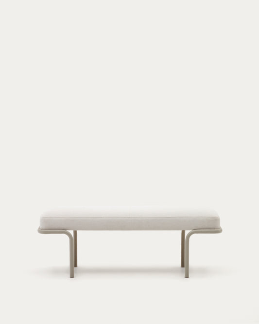 Banc Compo en chenille beige et structure en métal beige 130 cm