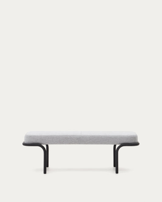 Banc Compo gris et structure en métal noir 130 cm