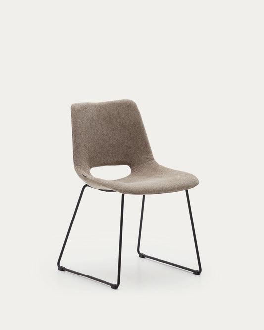 Chaise Zahara marron et pieds en acier noir FSC 100%