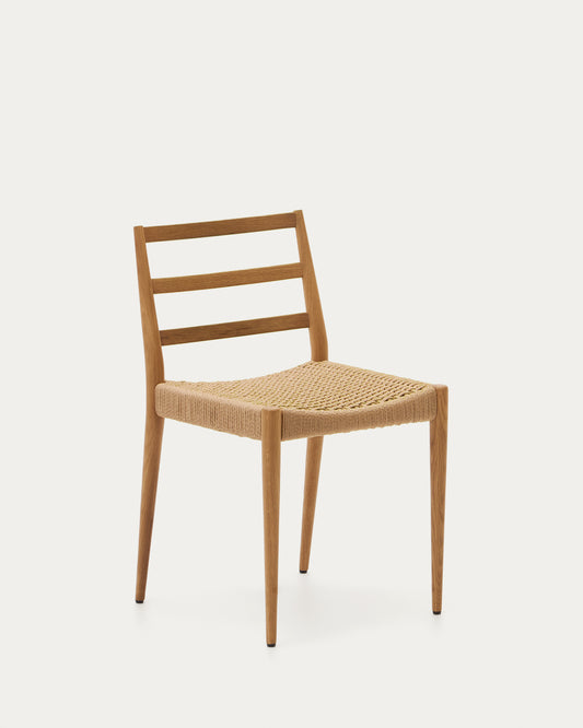 Chaise Analy en bois de chêne massif avec finition naturelle et assise en corde FSC Mix Credit