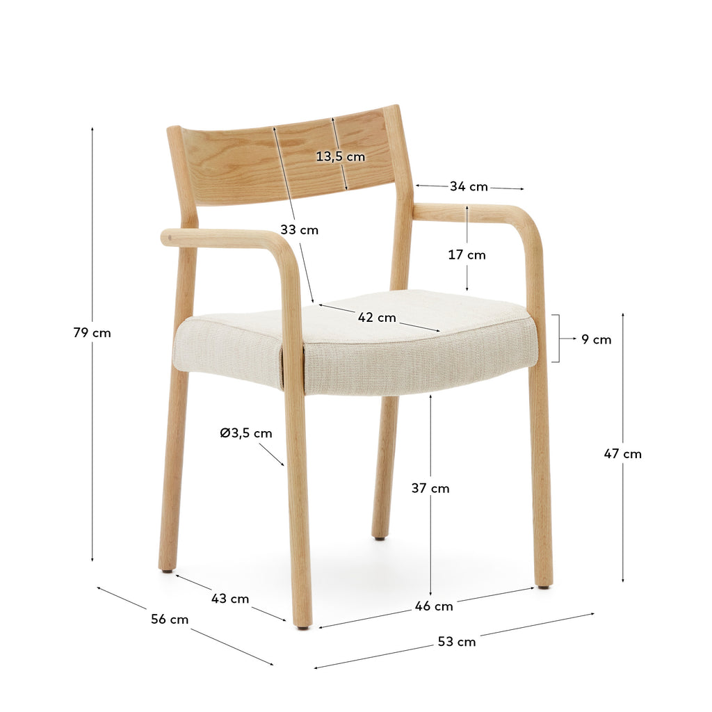 Falconera chair with a removable cover in solid oak wood with natural finish FSC Mix Credit