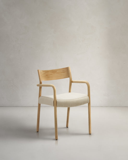 Falconera chair with a removable cover in solid oak wood with natural finish FSC Mix Credit