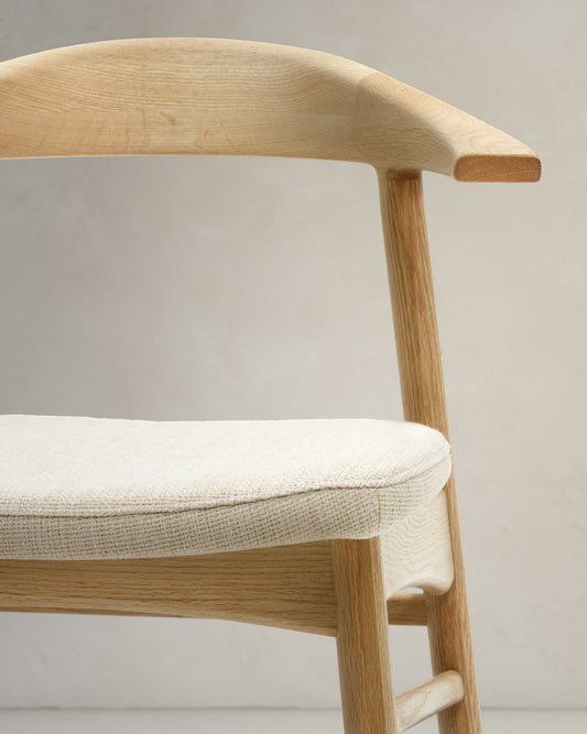 Housse pour chaise Timons en tissu chenille beige